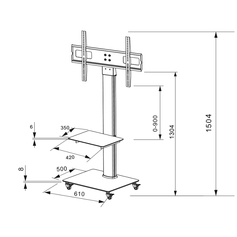 DQ Wall-Support Adrian 2 Móvil - Soporte TV de suelo Gris