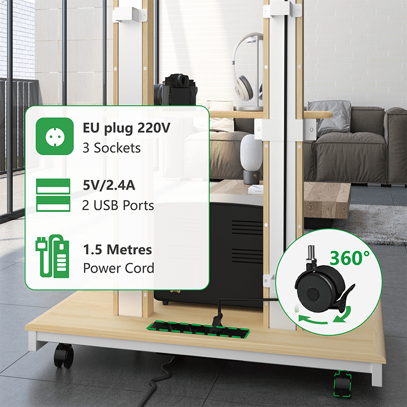 XTRARM Duolite blanco/haya Móvil – Soporte Tv de pie eléctrico