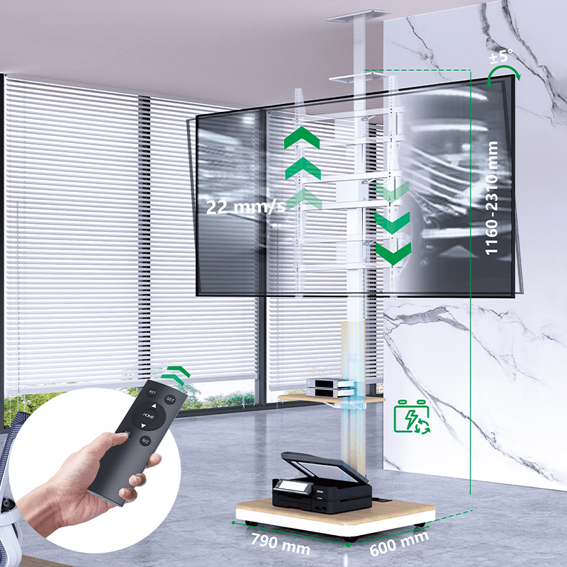 XTRARM Elite blanco/haya Móvil – Soporte Tv de pie eléctrico