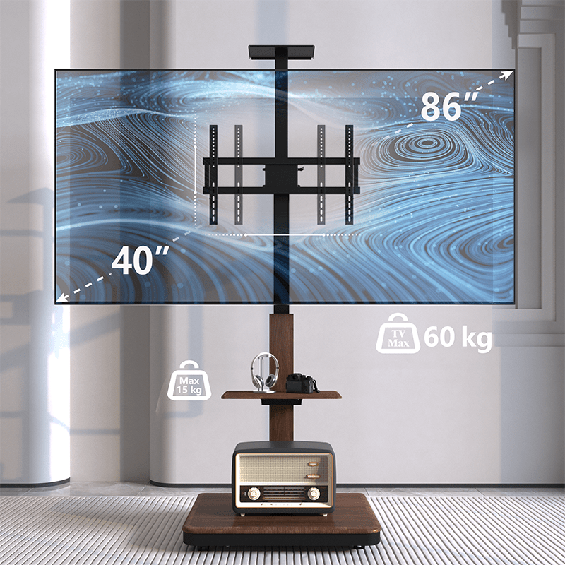XTRARM Elite negro/nogal Móvil – Soporte Tv de pie eléctrico