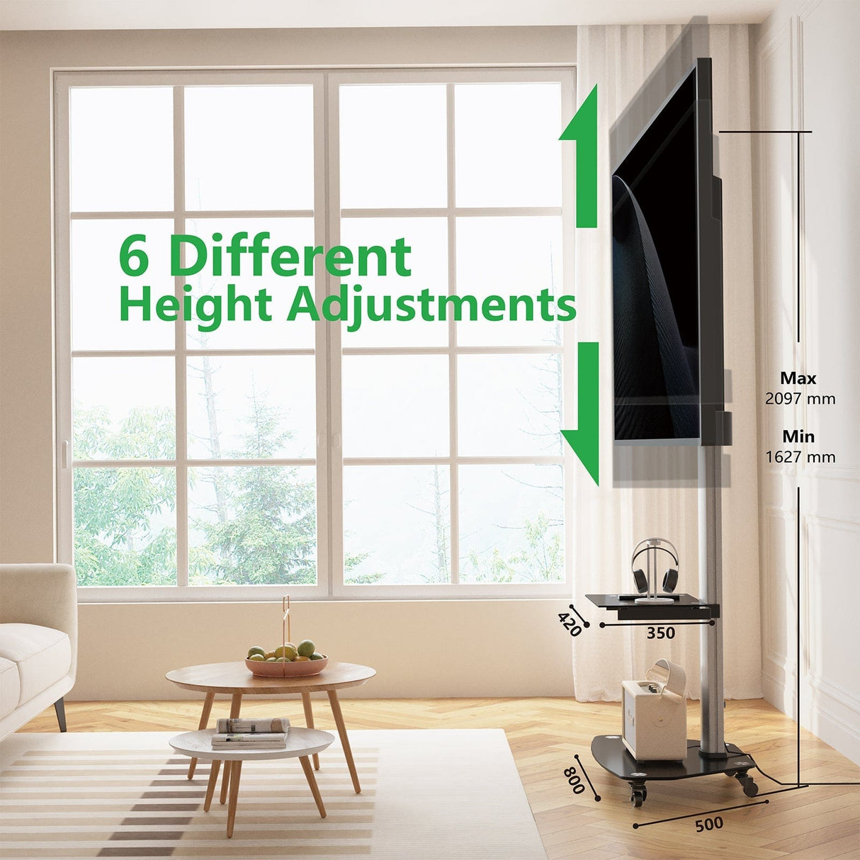 XTRARM Proton 300 Pie-TV Aluminio: Soporte Móvil para Televisor de 32" a 75"