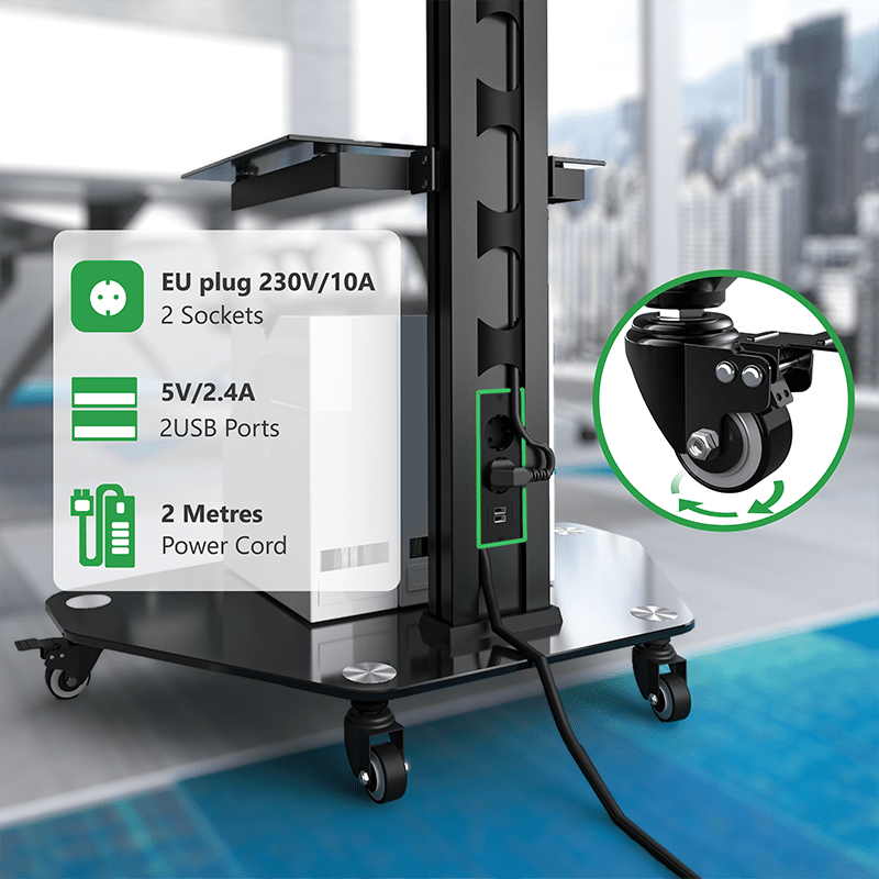 XTRARM Soporte para TV Proton 300 Pie-TV Negro: Elegancia y funcionalidad en un solo mueble.