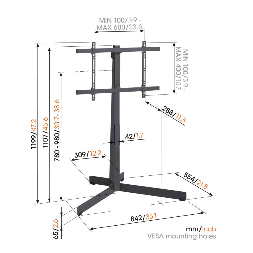 Vogel's TVS 3695 FLOORSTAND OAK & STEEL