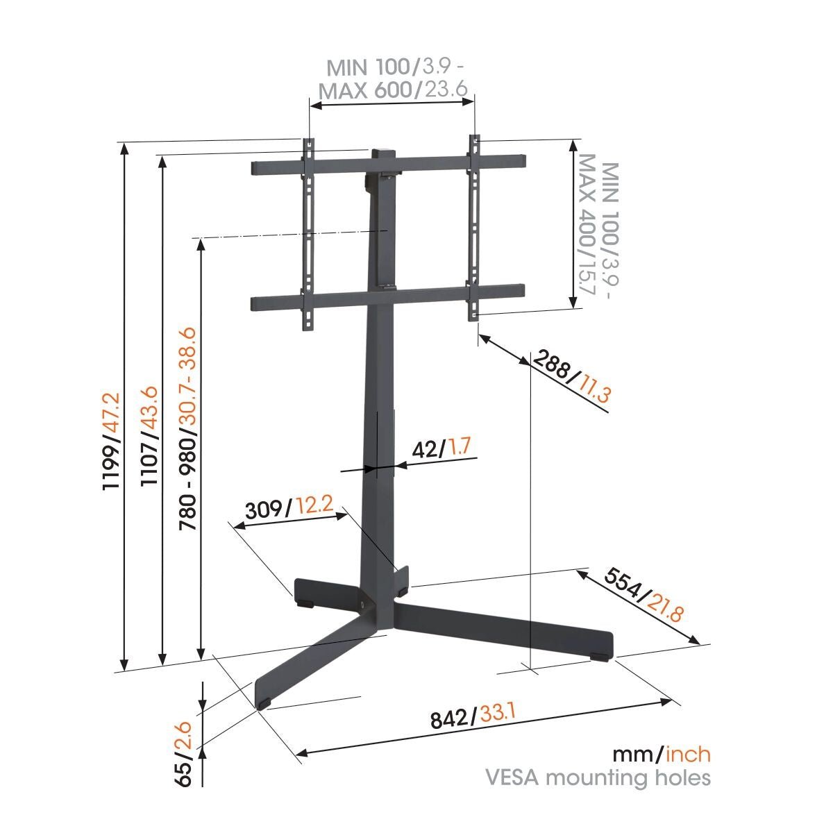 Vogel's TVS 3695 FLOORSTAND OAK & STEEL