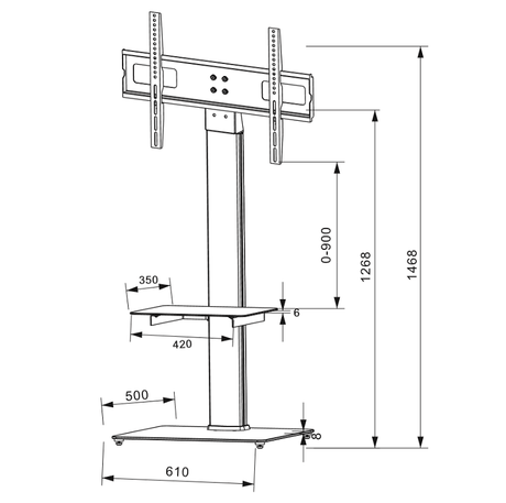 DQ Wall-Support Adrian 2 Móvil - Soporte TV de suelo Gris