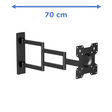XTRARM Axis XL 70 cm Negro - Soporte de TV giratorio e inclinable