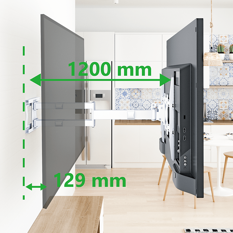 XTRARM Cratos 120 cm doble Rotate VESA 600 - Soporte TV de pared Blanco
