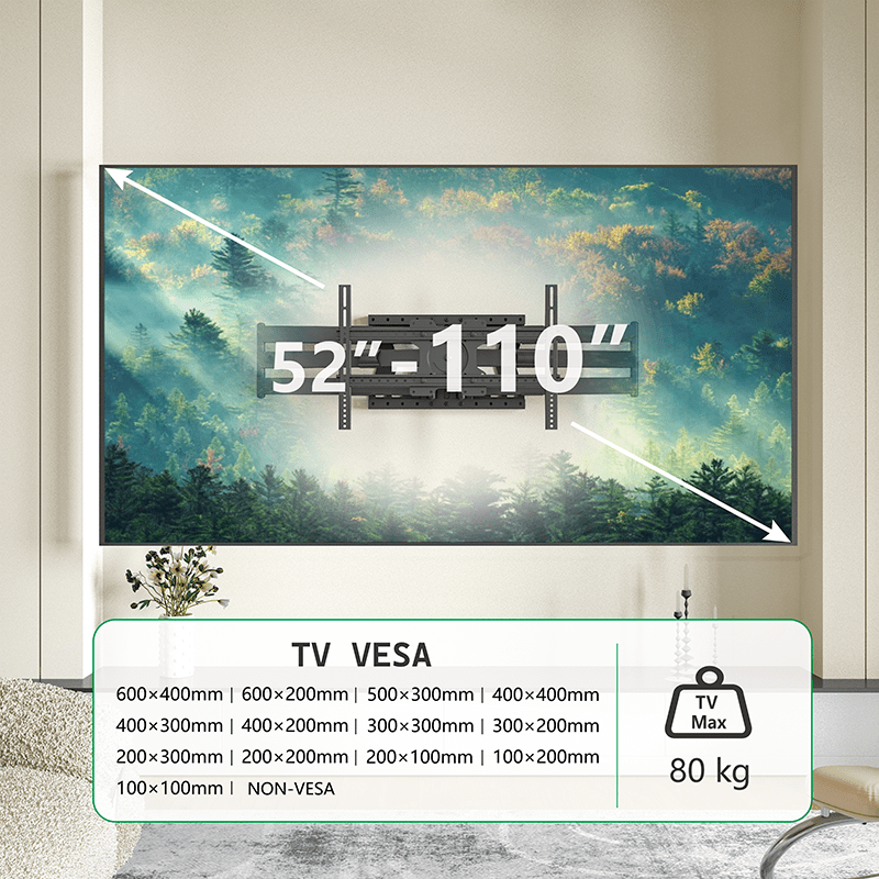 XTRARM Cratos 120 cm doble Rotate VESA 600 TV - Soporte TV de pared Negro