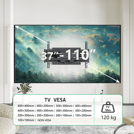 XTRARM Cratos 80 cm doble Rotate VESA 600 - Soporte TV de pared Negro