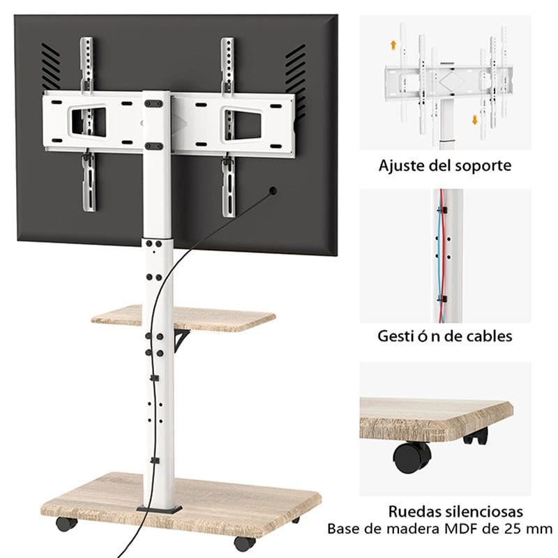 XTRARM Delphos Roble Móvil – Soporte Tv de pie
