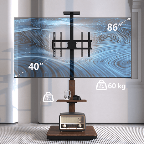 XTRARM Elite negro/nogal Móvil – Soporte Tv de pie eléctrico