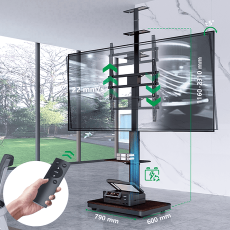XTRARM Elite negro/nogal Móvil – Soporte Tv de pie eléctrico