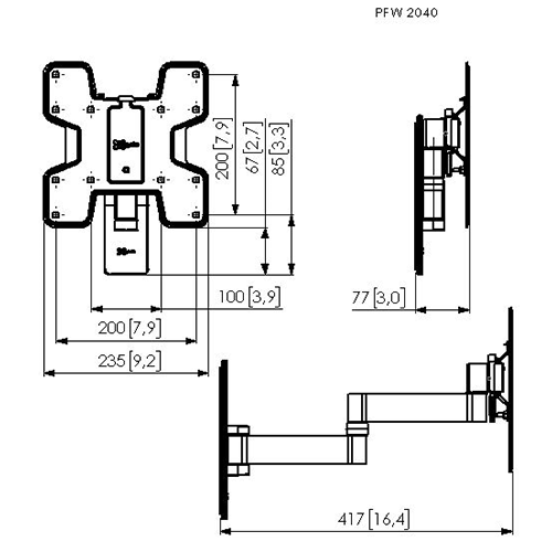 Vogel's Professional PFW 2040 42 cm Giratorio - Soporte TV de pared Negro