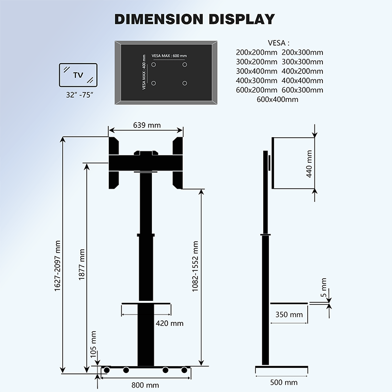 XTRARM Soporte para TV Proton 300 Pie-TV Negro: Elegancia y funcionalidad en un solo mueble.
