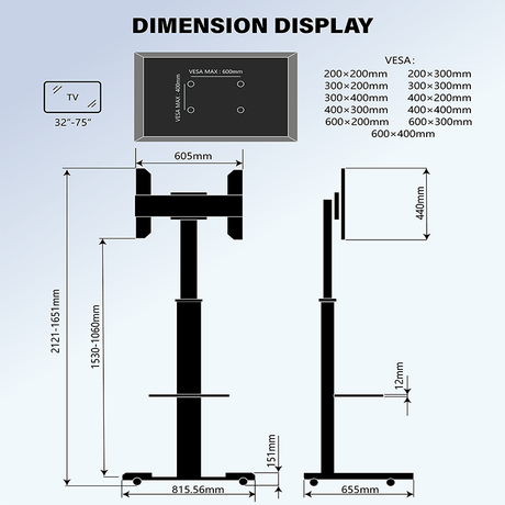 XTRARM Soporte Móvil para Televisión Proton 500 Pie-TV Negro: Funcionalidad y Estilo inigualables