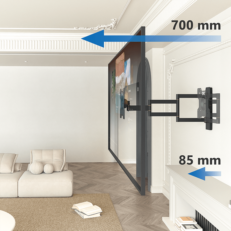 DQ Wall-Support Rotate XL 70 cm Soporte de TV Giratorio - Soporte TV de pared Negro