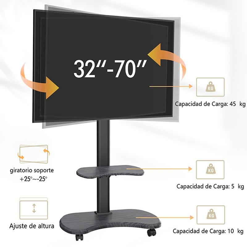 XTRARM Stellar negro/negro Móvil – Soporte Tv de pie