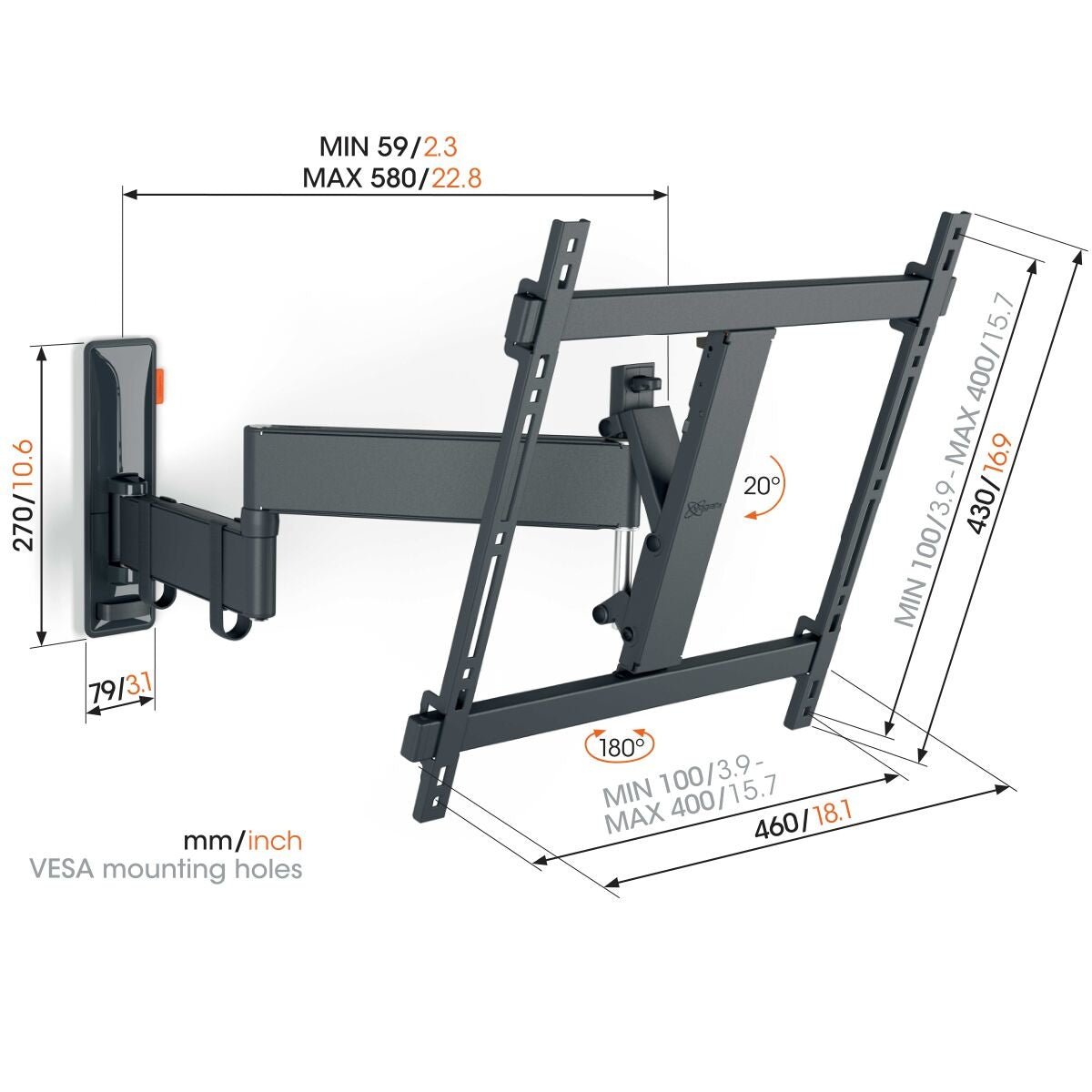 Vogel's TVM 3445 FULL MOTION+ M WALL MOUNT Black
