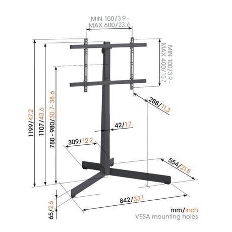 Vogel's TVS 3695 FLOORSTAND OAK & STEEL