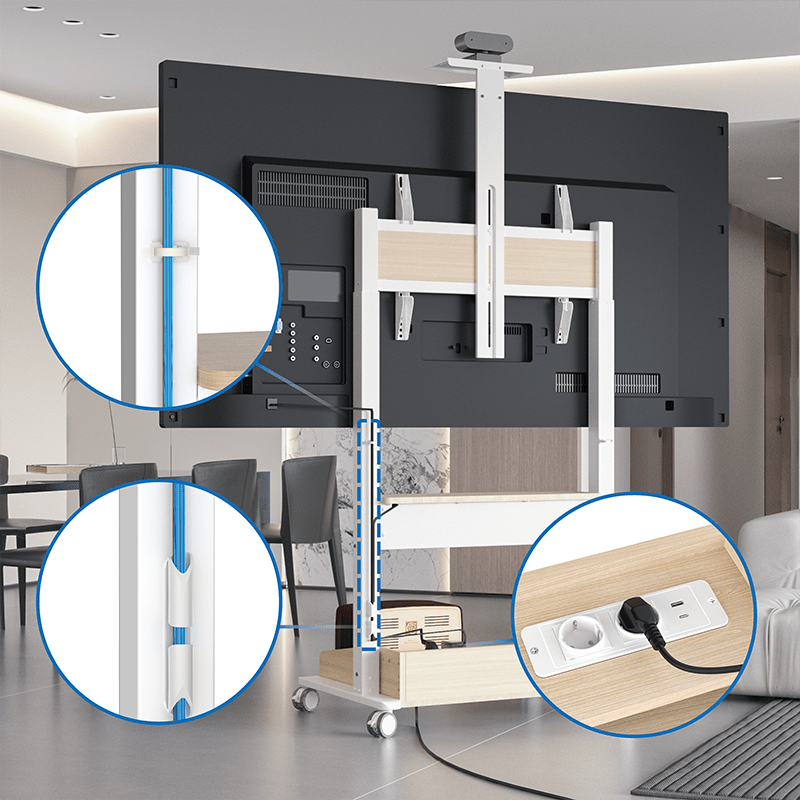 DQ Wall-Support Zelos blanco Móvil – Soporte Tv de pie eléctrico