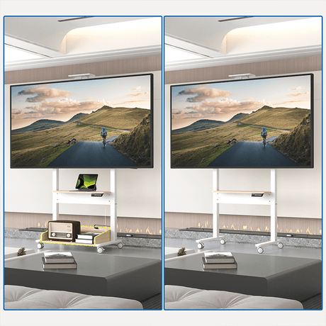 DQ Wall-Support Zelos blanco Móvil – Soporte Tv de pie eléctrico