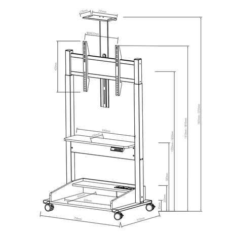 DQ Wall-Support Zelos black Mobile – Elektrischer Stand-TV-Ständer