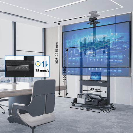 DQ Wall-Support Zelos black Mobile – Elektrischer Stand-TV-Ständer