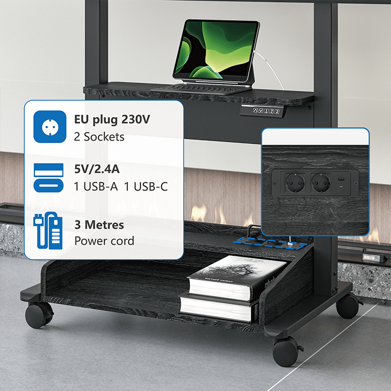 DQ Wall-Support Zelos black Mobile – Elektrischer Stand-TV-Ständer