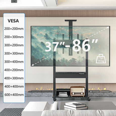 DQ Wall-Support Zelos black Mobile – Elektrischer Stand-TV-Ständer
