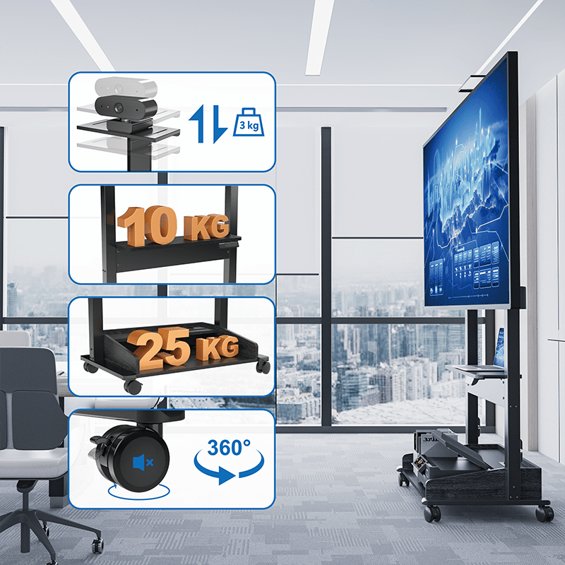 DQ Wall-Support Zelos black Mobile – Elektrischer Stand-TV-Ständer