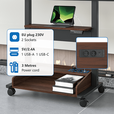 DQ Wall-Support Zelos nogal negro Móvil – Soporte Tv de pie eléctrico
