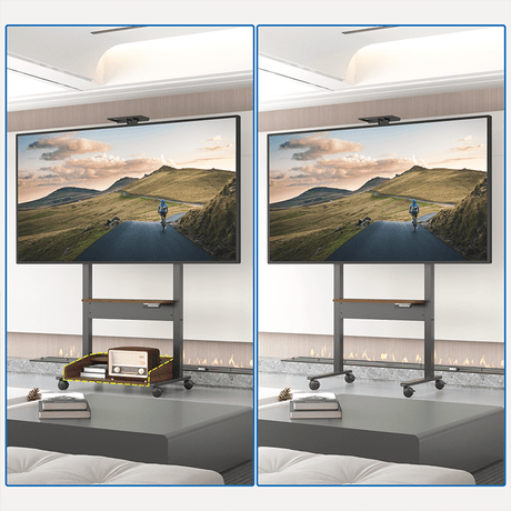 DQ Wall-Support Zelos nogal negro Móvil – Soporte Tv de pie eléctrico